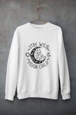 Stay Wild Moon Child Sweatshirt Womens Boho Jumper Cute Slogan Print Full Spiritual Crystal Gift Healing Positive Witch Quartz Energy Mystic