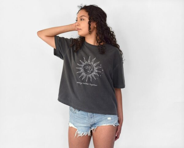 Sun Shirt Moon Tshirt And Stars Shirt Oversized (See Sizechart) Comfort Colors Celestial Tshirt Boho Tee Shirt Tee Cropped